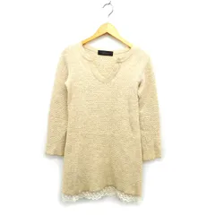 ジュエルチェンジズ Jewel Changes アローズ ワンピース フレア ミニ ニット モヘヤ混 アンゴラ混 レース 長袖 ベージュ /NT24のサムネイル