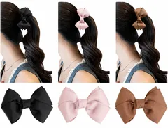 【大人かわいい】リボン バナナクリップ ヘアクリップ 上品 グログラン調 ヘアアクセサリー 髪留め レディース　セット　b-543