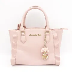 Samantha Vega ミニフラッター フリルハンドバッグ ピンク 約27×16×10cm ショルダー紐なし チャーム ロゴ サマンサベガのサムネイル