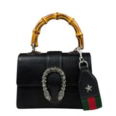 구찌 대나무 미니 탑 핸들 가방 듀오뉴소스 숄더백 가죽 523367 블랙 여성 GUCCI 중고 구찌