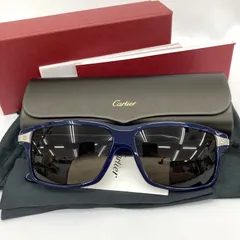 Cartier カルティエ Santos de Cartier サントス ドゥ カルティエ サングラス CT0076SA-002-56 アイウェア メガネ スクエア型 カジュアル 男女兼用 ネイビー 眼鏡 ★SS507のサムネイル