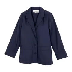 44f4 YVES SAINT LAURENT イヴサンローラン テーラードジャケット アンコンジャケット サイズM ネイビー コットン100％ レディース女性服o07tのサムネイル