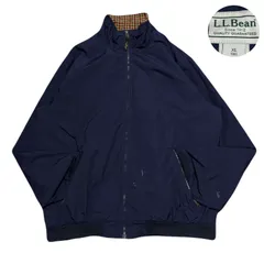 LLBean エルエルビーン Warm-upJacket ウォームアップジャケット EmbroideredLogo 刺繍ロゴ LinerCheckPattern 裏地チェック柄 ShortLength 短丈 Nylon ナイロン Navy ネイビー 紺 XLのサムネイル