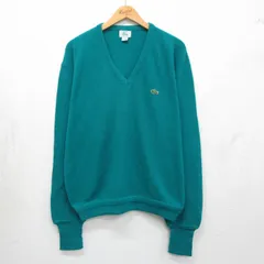 XL/古着 ラコステ LACOSTE IZOD 長袖 セーター メンズ 90年代 90s ワンポイントロゴ アクリル Vネック USA製 グリーン 26may13のサムネイル