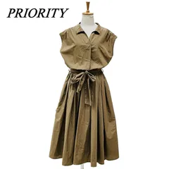PRIORITY プライオリティ ロングワンピース 38 ライトブラウンのサムネイル