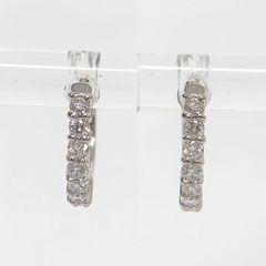 美品☆Pt900☆ダイヤ0.25ct+0.25ct☆二段回中折れ式フープピアス 