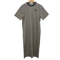 marimekko(マリメッコ) ワンピース サイズS レディース美品  - ベージュ×ダークネイビー 半袖/マキシ丈/ウニッコ/ボーダーのサムネイル