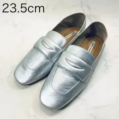 【新品 訳あり】モードエジャコモ　スクエアトゥコインローファー　23.5㎝　シルバーのサムネイル