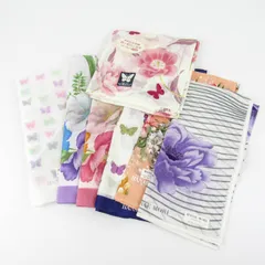 ハナエモリ ハンカチ 7点セット 未使用有 花柄 蝶柄 ブランド まとめて 大量 レディース HANAE MORI 森英恵 【中古】のサムネイル