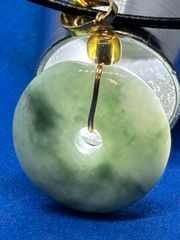 天然翡翠A貨 氷種平安扣ペンダント 飄翠入り 開運守護 5542-1/10 