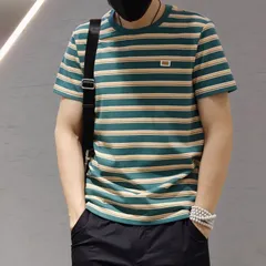 Tシャツ メンズ 半袖Tシャツ クルーネック ボーダー柄 半袖 カットソー トップス カジュアル おしゃれ メンズ服 メンズファッション サマー 夏 夏服