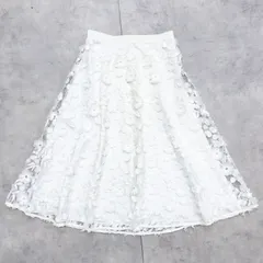 LOULOU WILLOUGHBY ルルウィルビー スカート フレア レース フラワー 花柄 ポリエステル ホワイト 日本製 レディース 2 a00589のサムネイル