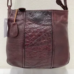 4277　IBIZA　イビサ　イビザ　ショルダーバッグ　レザー　パッチワーク　ボルドー　ワインレッド　レディース　シンプル　きれいめ　ポケット多数のサムネイル