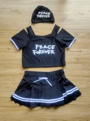 水着　セパレート　上下（スカート）帽子　3点セット　キッズ4XL