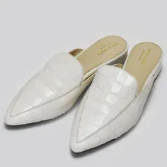 COLE HAAN コールハーン レディース 81/2B 約25.5cm パイパー ミュール ローファー サンダル ホワイト アイボリー クロコ 型押し レザー W16281 春夏のサムネイル
