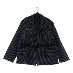 【美品】 REPRESENT / リプレゼント | ストライプ バックルベルト テーラードジャケット | M | ブラック | メンズ