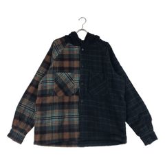 【美品】 REPRESENT / リプレゼント | Hooded Flannel Jacket フード フランネル シャツジャケット | M | ネイビー/グリーン | メンズ