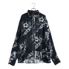 【新品】 REPRESENT / リプレゼント | DINNER SHIRT / フラワープリント ディナーシャツ | M | ブラック/ホワイト | メンズ