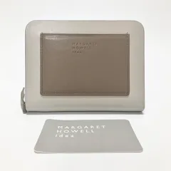 H474 未使用 MARGARET HOWELL idea マーガレットハウエルアイデア 折り財布 二つ折り財布 財布 ラウンドファスナー レディース 本革 レザー 牛革 ライトグレー  コンパクト  おしゃれ お洒落 かわいい 上品 大人のサムネイル