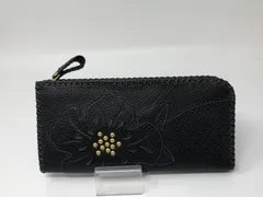 ◆アルカン　長財布　黒　花　保管　中古扱い品◆21684★のサムネイル
