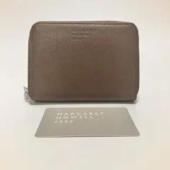 H478  未使用 マーガレットハウエルアイデア  MARGARET HOWELL idea  折り財布 財布 　二つ折り財布　レディース 本革　レザー　牛革　グレー コンパクト おしゃれ　お洒落 かわいい　ラウンドファスナー 大人 小銭入れ グレーのサムネイル