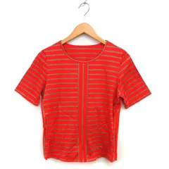 ピエールカルダン Pierre Cardin ボーダー ボートネック カットソー Tシャツ コットン 綿 ロゴ刺繍 半袖 44 赤 レッド /NT16のサムネイル
