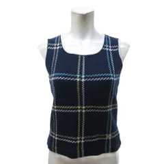 クレージュ courreges ニットタンクトップ チェック リネン混 紺 ネイビー 38 /HWのサムネイル
