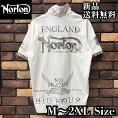 【Norton/ノートン】ワントーンボタニカル叩きつけポロ 半袖 ポロシャツ 刺繍 ロゴ バイク バイカー ツーリング アメカジ カジュアル シンプル ユニセックス 262N1202 ホワイト 新品 未使用 送料無料のサムネイル