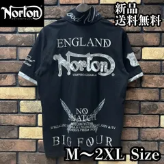 【Norton/ノートン】ワントーンボタニカル叩きつけポロ 半袖 ポロシャツ 刺繍 ロゴ バイク バイカー ツーリング アメカジ カジュアル シンプル ユニセックス 262N1202 ブラック 新品 未使用 送料無料のサムネイル