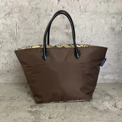 良品　BURBERRY BLUE LABEL　バーバリー　トートバッグ　舟形　ノバチェック　ナイロン　茶　ブラウンのサムネイル