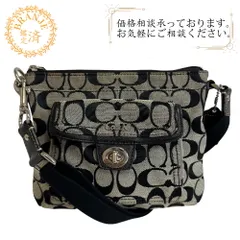 COACH コーチ ターンロック シグネチャー キャンバス ショルダーバッグ ブラック レディースのサムネイル