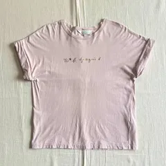archive　アーカイブ古着　To b. by agnès b.　トゥービーバイアニエスベー　W984 TS　マカロンロゴ　メタリックゴールド箔プリント　ロールアップ袖　フレンチスリーブ　Tシャツ　カットソー　薄ピンク　サイズ40　カジュアル　ガーリー