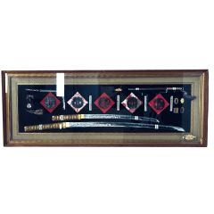 昭和レトロ 美術刀剣 日本刀 模造刀 レプリカ 絵画 額装 武具 鍔 美術工芸 模造刀 鍔 レプリカ 美術工芸品 刀剣額 インテリア 日本刀 - メルカリ
