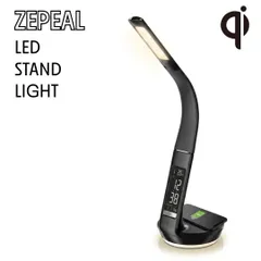 ZEPEAL ゼピール デジタル表示 アラーム機能 目覚まし LEDスタンドライト 時計 日付 スマホワイヤレス充電 Qi USB充電対応 黒 ブラック DQL-H2009-BKのサムネイル