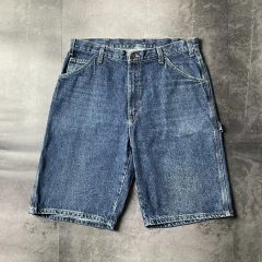 日本製 POST OʼALLS ダブルニー バギーデニムショーツ グッドフェード