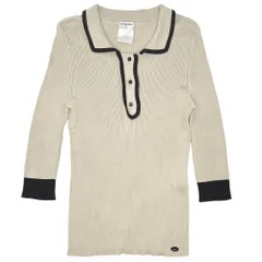 シャネル トップス レディース カメリア ニット 七分丈 アパレル 服 CHANEL 38 ベージュ    春 秋【中古品】のサムネイル