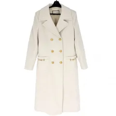 グッチ コート レディース ロングコート インターロッキングG アウター 上着 春 秋 服 GUCCI 42 592185  アイボリー ゴールド金具    ウール 秋 冬【中古品】のサムネイル