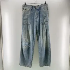 【中古】90s RRL USA製 三つ星タグ M-35タイプ デニムパンツ インディゴ W30L32 △尻・裾破れ、リペア　ラルフローレン[24]のサムネイル