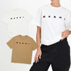 MARNI マルニ スパンコールロゴ 半袖 クロップドTシャツ ホワイト