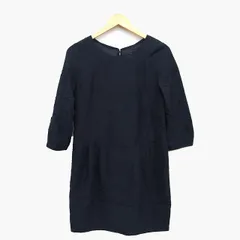 シップス SHIPS ワンピース 膝上 ミニ 丸首 七分袖 無地 シンプル タック ダークグレー 灰 /HT21のサムネイル