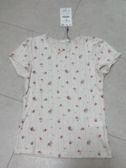 最安値CRANK SEOUL 花柄リブ半袖Tシャツ フラワーヘンリーネックトップ