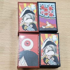 昭和20年時代の黒猫と少女の木製小箱 みすや縫い針セット入り マチ針は