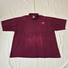 90s GILDAN ポロシャツ THE SALVATION ARMY ボルドー ブリーチ跡あり XXL表記 ボロのサムネイル