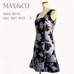 MAX &CO. マックスアンドコー マーメイドワンピース ミニドレス ブラック パープル フラワー柄 スクエアネックのサムネイル