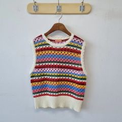 GANNIガニー♡クロシェニットボーダータンクトップかぎ編みsize34