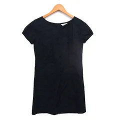 マリークワント MARY QUANT BASIC フレア ワンピース ミニ 刺繍 コットン 綿 ハートシェイプドネック 半袖 M 黒 ブラック /NT33のサムネイル