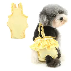 新品 RANPHY 犬 オムツカバー マナーウェア 女の子 子犬 猫 おむつ サスペンダーで 可愛格子縞 フリル 雌犬/小型犬/超小型犬/老犬用 犬の オムツ 発情期/介護用 おむつカバー 生理パンツ サニタリーパンツ 犬服 感染を防ぐ 発情期用 洗濯可能イのサムネイル