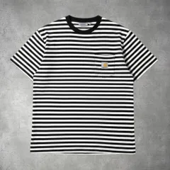 Carhartt カーハート ボーダー ストライプ 白黒 ブラック ホワイト 半袖 Tシャツ 68-1-1のサムネイル