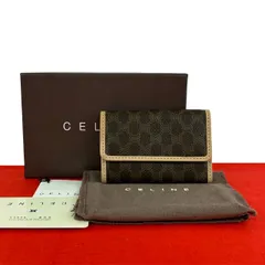 極 美品 箱 袋付き CELINE セリーヌ マカダム ブラゾン トリオンフ レザー 本革 三つ折り キーケース キーカバー ブラウン 茶 38162のサムネイル