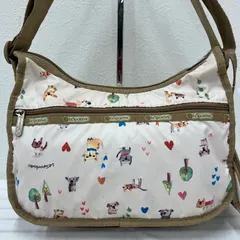 4313　LeSportsac　レスポートサック　ショルダーバッグ　クラシックホーボー　ポーチ　ハートポーチ　ベージュ　犬　猫　いぬ　ねこ　キャット　ドッグ　ハート　レディース　軽量　シンプル　カジュアル　CAT　DOG